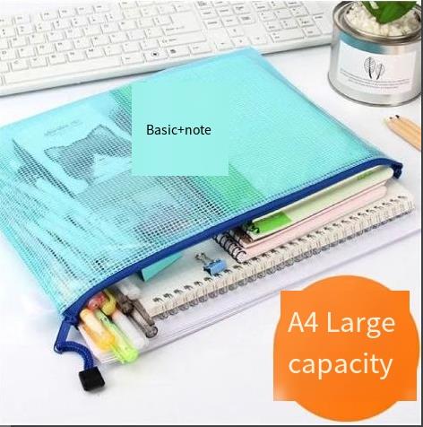 A4 Transparent Grid Bag Thickened Waterproof Test Paper Storage File Bag Zipper Bag File Data a5 Bill Stationery Bag